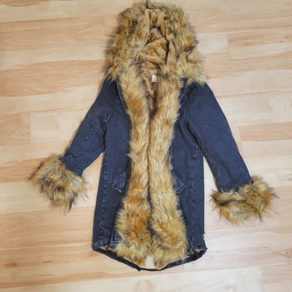 New Winter Faux Fur Hooded Jacket Winter Coat Parka Warm Brown Snow Ski Puffer - Picture 6 of 6